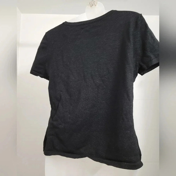 Vintage black shirt  with subtle silver threads Large - Picture 4 of 8